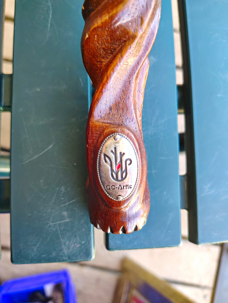 CC-Arts Carved Wooden Walking Cane in Brown Wood