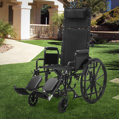 [FDA APPROVED]Folding Reclining Medical Transport Wheelchair w/Removable Armrest
