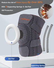 Adjustable Knee Brace with Stabilizers and Gel Pad for Pain Relief