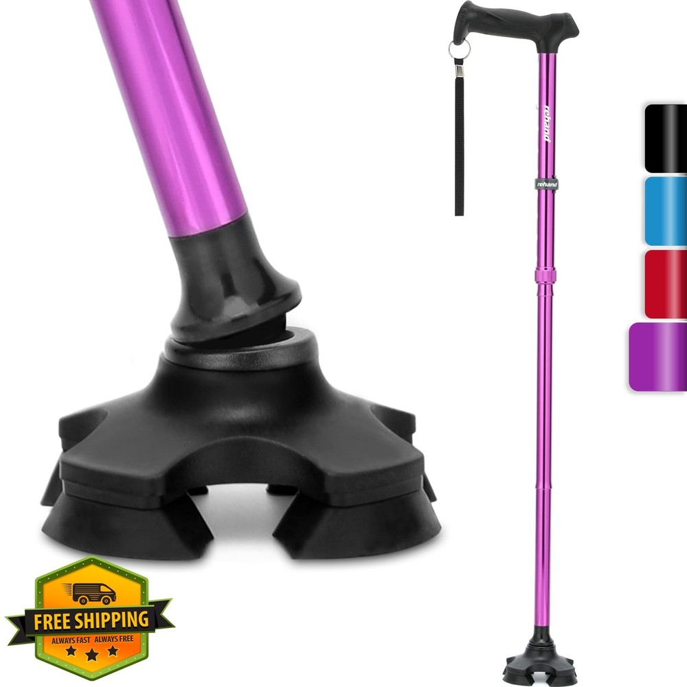 rehand Purple Walking Cane Foldable Adjustable