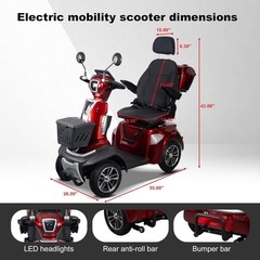 500W Heavy Duty 4-Wheel Mobility Scooters for Senior&Adult 48V20Ah 12Mph 37Miles