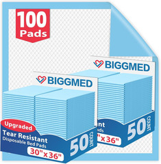 Tear-Resistant Disposable Bed Pads 30″ X 36″ 100 Count Absorbent Underpads, Chux
