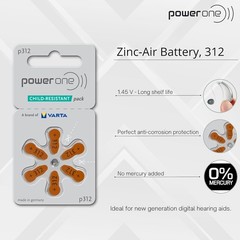 60 Powerone size 312 Hearing Aid Batteries, Made Germany, 60 Batteries Exp 2029