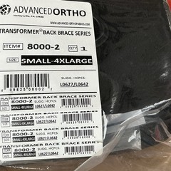 Advanced Ortho Transformer Back Brace Series 8000-2 Black S-4X Stabilization