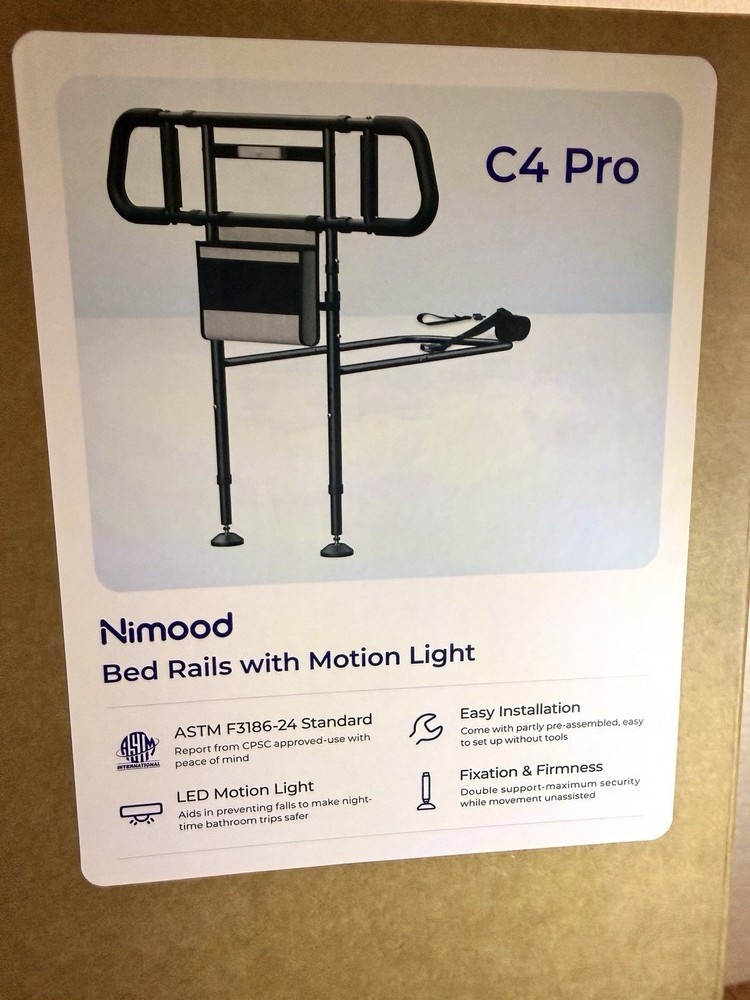 💎Bed Rail Nimood C4 Pro w/ Motion Light 400 lb Capacity New Open Box Adult