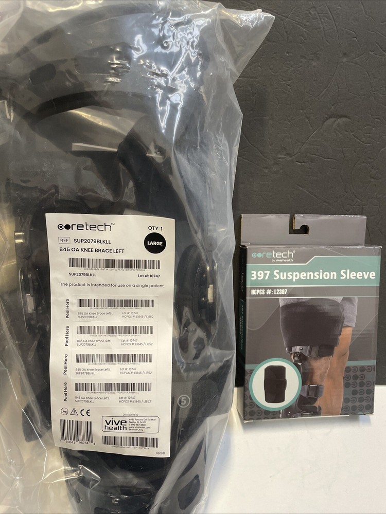 Coretech 845 OA Knee Brace Left Med. BRAND NEW w/ Suspension Sleeve