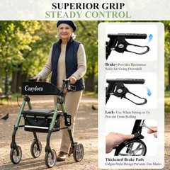 Ultra Lightweight Rollator Walker for Seniors with Seat – Sage Green