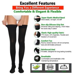 Thigh High Socks Full Toe Compression Socks Treatment Swel, Varicose Vein S-XL