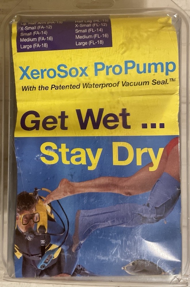 XeroSox Pro-Pump Waterproof Vacuum Seal Stay Dry Blue Medium Leg FL16XP