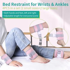 Lefeke Patient Medical Restraints 4 Pack Pink Bed Wrist Ankle Limb Movement Limi