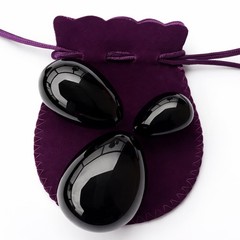 Black Obsidian Eggs 3-PCS Set – Handcrafted Gemstone Eggs with Smooth Polishe…