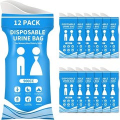12 Pcs 900ML Disposable Urine Bags, Emergency Pee & Vomit Bags for Travel