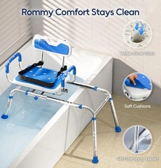 Sliding Shower Chair with Padded 360° Swivel Seat, 330lbs Tub Transfer Bench,…
