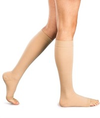SOLiMO Open Toe Compression Socks Sheer Knee High 1 Pair BEIGE 15-20 size L
