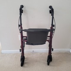 Medline 4 Wheels Rollator Folding type, Padded Seat, Pouch & Padded Back Rest.