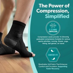 1 Pair Ankle Compression Socks Open Toe Arch Support Foot Sleeves for Sports