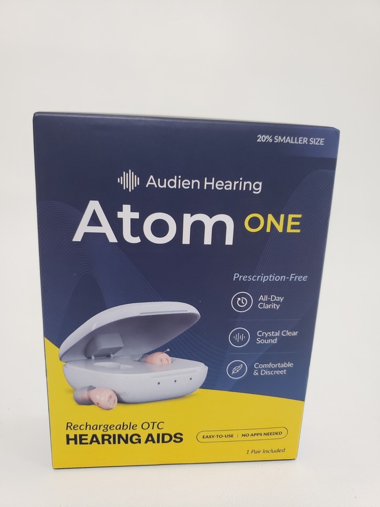 Audien Atom One OTC Hearing Aids Wireless, Rechargeable, New Sealed
