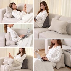 Luxurious Corduroy Ergonomic Lumbar Support Pillow for Stylish Comfort (Beige)