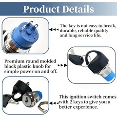 Pride Mobility Scooter Ignition Key Switch Lock Zinc Alloy Chrome 2 Keys M19 L22