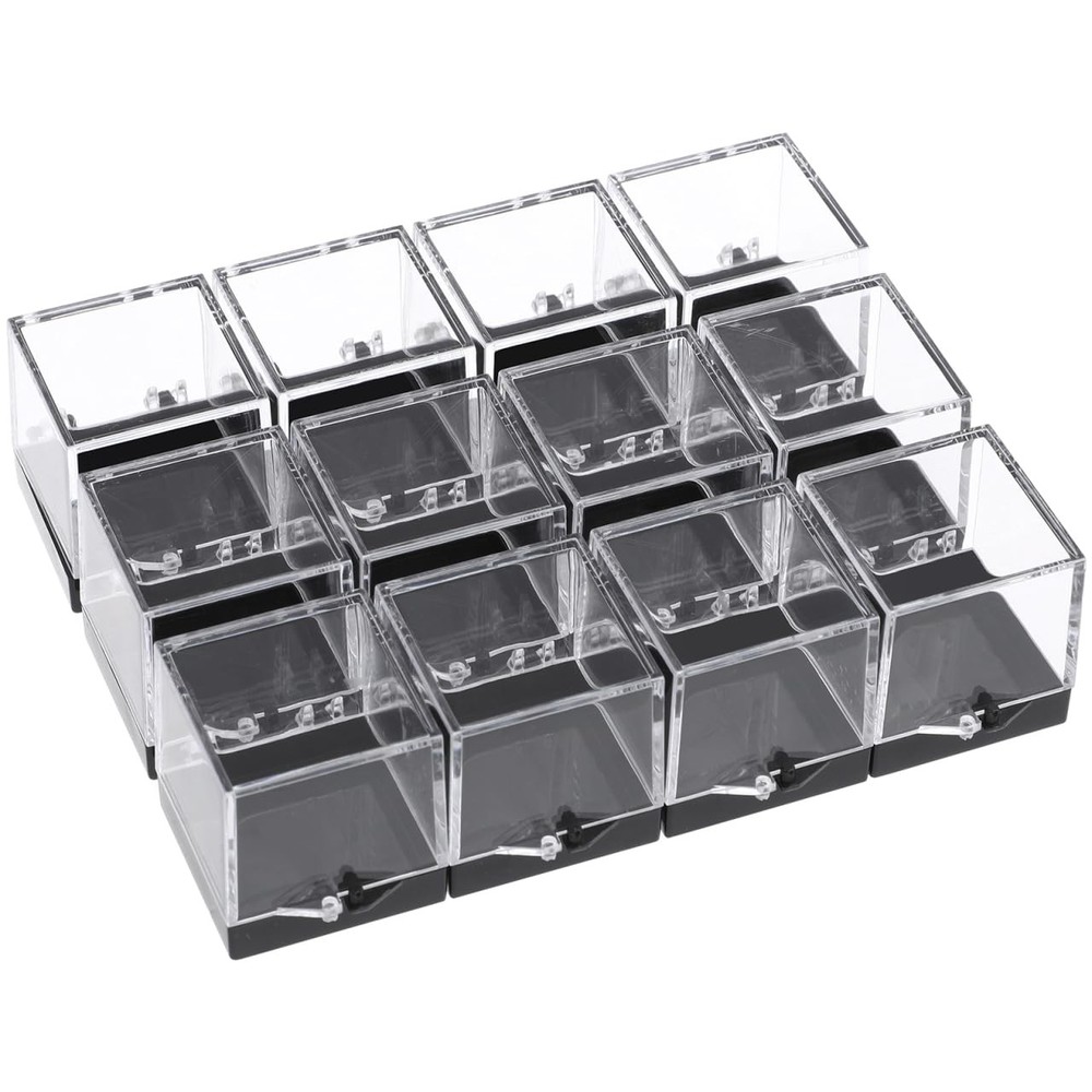 12Pcs Clear Plastic Mineral Specimen Storage Boxes with Lids Square 1.37 Inch…