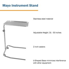 McKesson Mayo Instrument Stand Standard Height 2 Casters