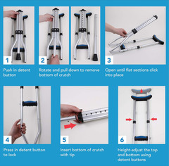 Muletas plegables de aluminio con cojines acolchados para adultos y niños, Nuevo