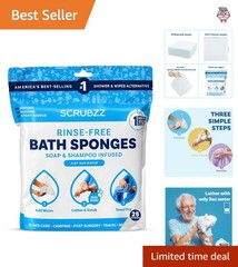 25 Pack Rinse-Free Bathing Wipes – Water-Activated for Convenient Cleansing