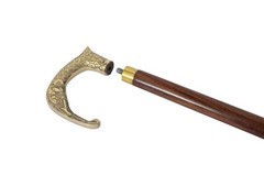 36 Inch Handcrafted Brass Elephant Head Brown Wooden Walking Cane Stick Men