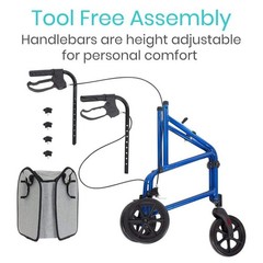 Vive Mobility 3 Wheel Walker – Three Wheeled Rollator for Seniors – Lightweight