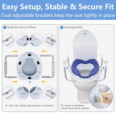 Soaids 5″ Raised Toilet Seat with Handles Padded Cushion Round 300 lb Seniors