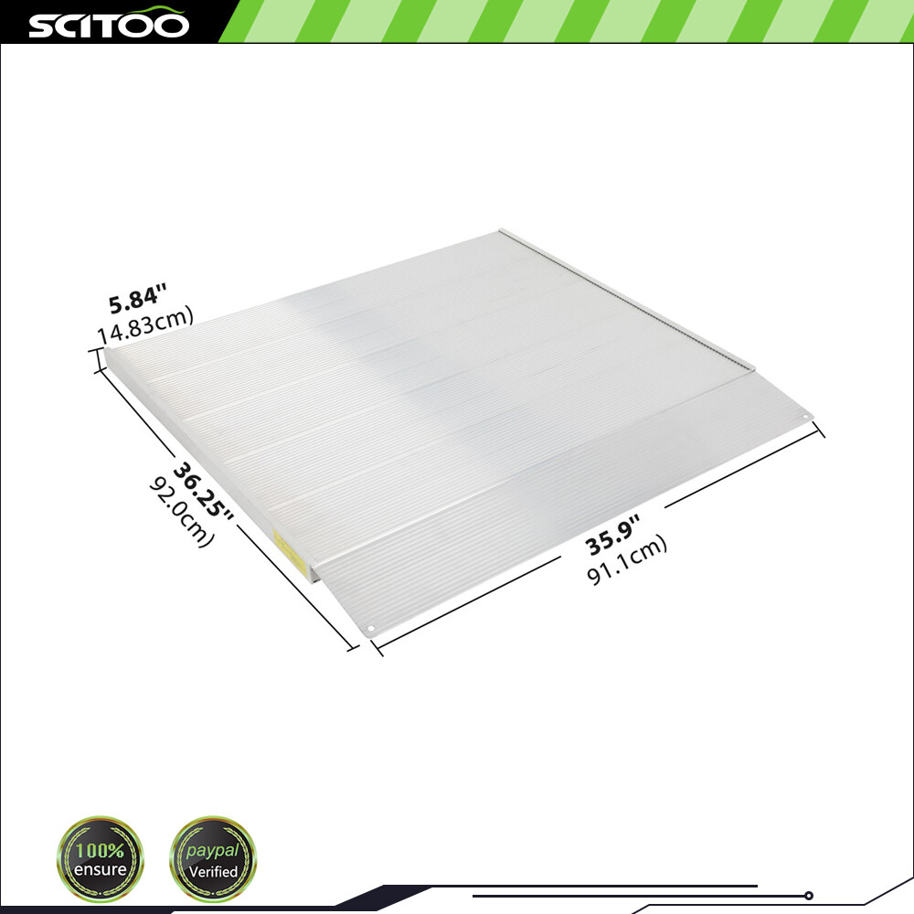 35.9″L x 36.25″W x 5.84″H Aluminum Threshold Ramp Wheelchair 700lbs Capacity