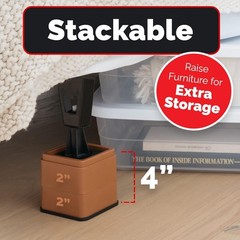 iPrimio Bed Furniture Risers Square Brown 2 Inch Lift Up to 10000lbs 4 Pack NEW