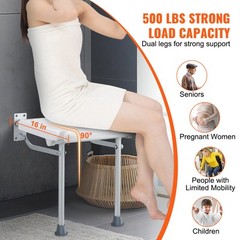 Vevor Fold Down Shower Seat Folding Bench Wall Mount 500lbs Handicapped Chair