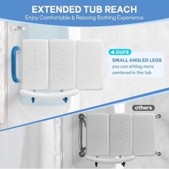 TABEKE Tub Transfer Bench, Compact Shower Chair w/Backrest & Padded Armrest