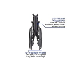 Invacare 9000 XT Lightweight Wheelchair, 18in Seat, Desk Arms, Black Satin