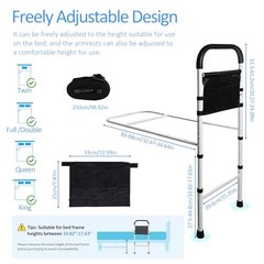 Bed Rails for Elderly Adults Safety,Height with floor-standing legs White