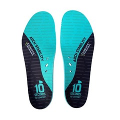 10 Seconds Arch Stability Insoles Men 7 Women 8.5 Full Foot PORON Cushion Teal