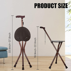 Hold 440 Lbs Folding Canes with Seat Walking Stick Height Adjustment Cane Seat C