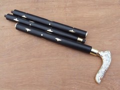 Antique Brass Victorian Decorative Derby Handle Wooden Walking Cane Stick Gift