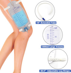 3 Pack Catheter Bags, Premium Easy-Tap Leg Bag Urinary Drainage Bag, 32 Oz with