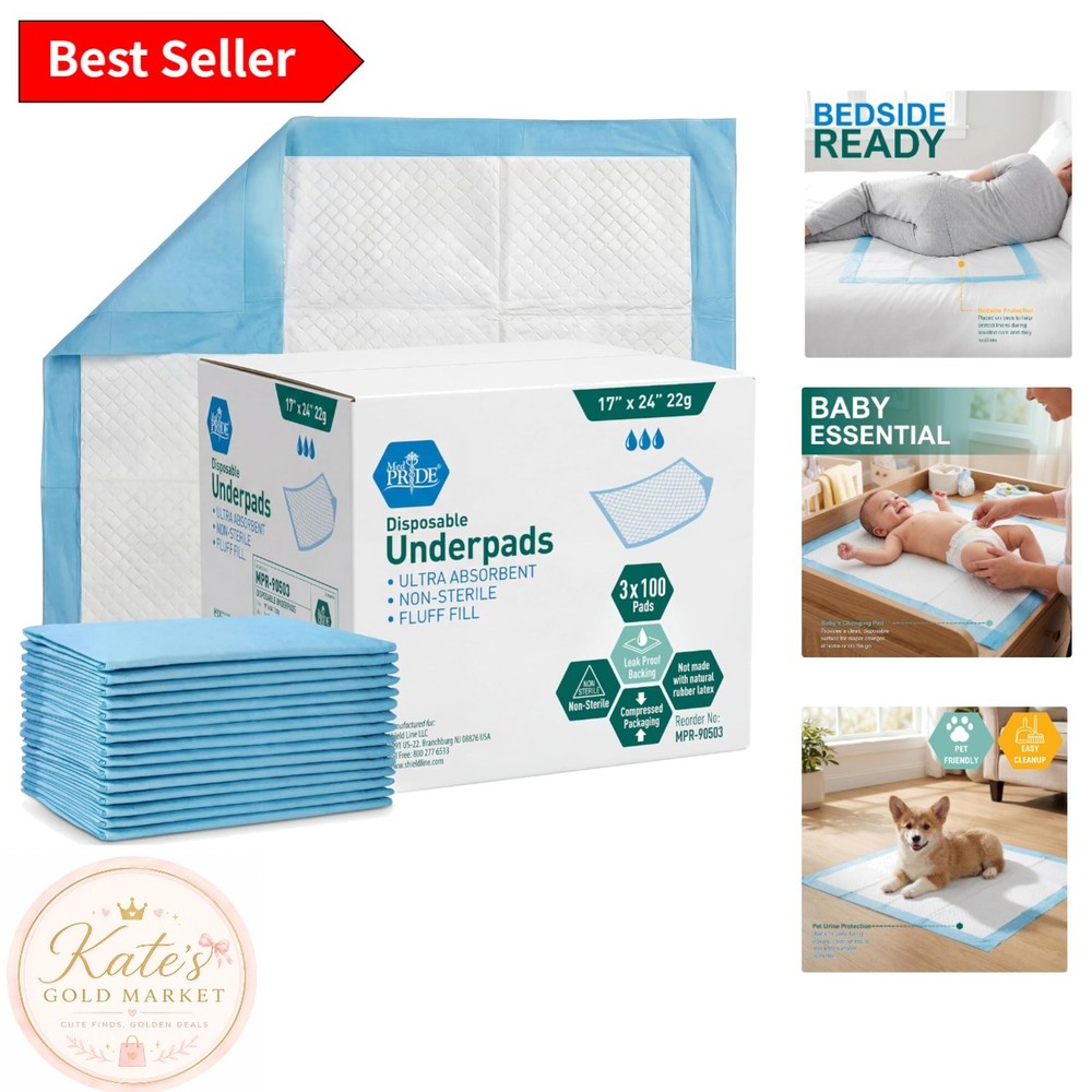 Medpride 100-Count Disposable Underpads 17“ x 24“ – Super Absorbent Hygiene