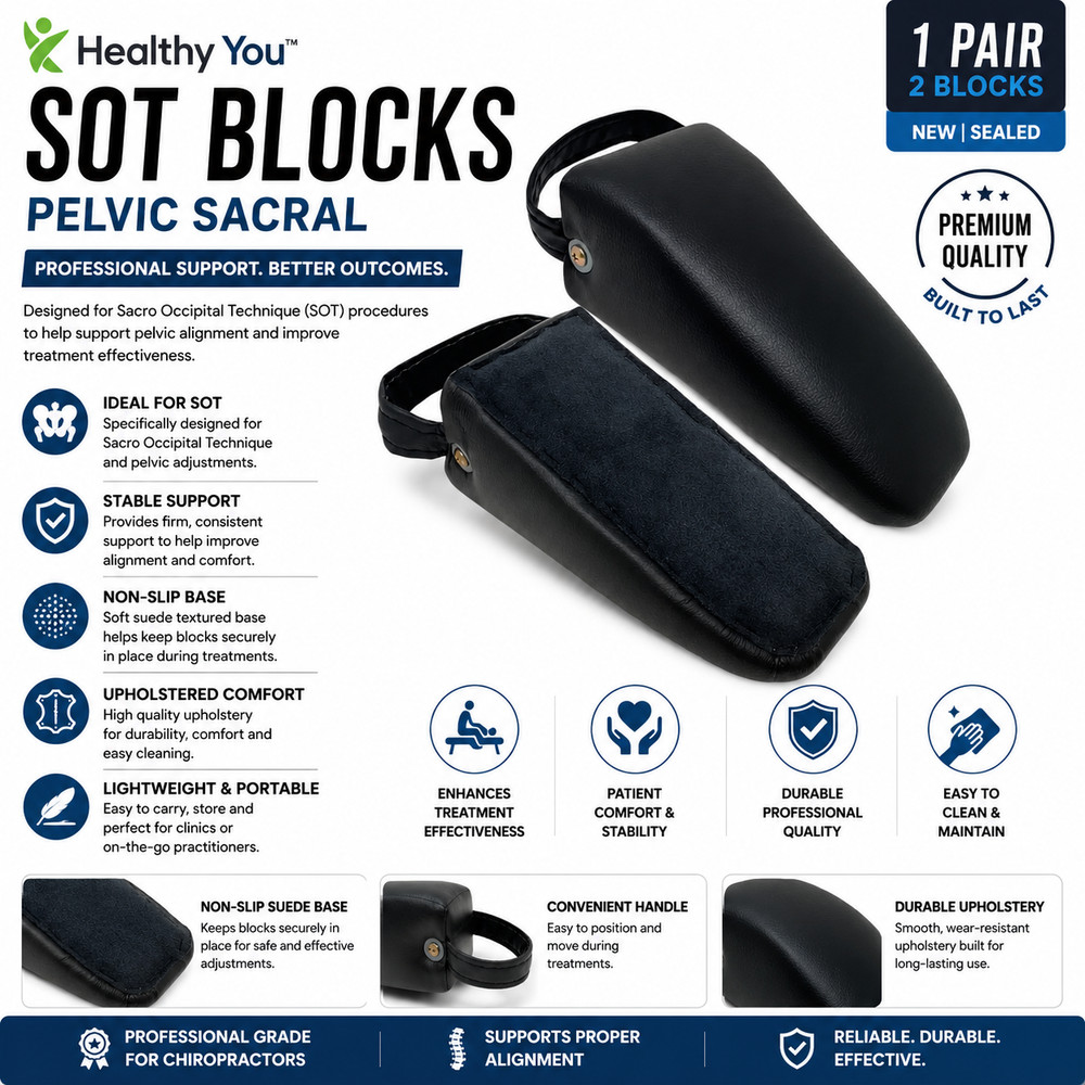 Healthy You HEA226 Pelvic Sacral SOT Blocks 1 Pair Non-Slip Upholstered Black