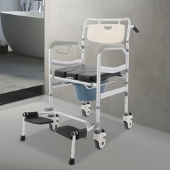 Rolling Shower Wheelchair Foldable Height Adjustable Toilet Chair 380 lbs