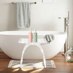 Clear Acrylic Shower Stool Floor Standing Bathroom Bench w/ Water Leaking Channe