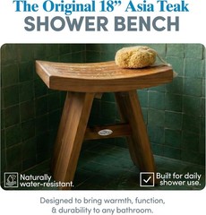 18″ Asia Teak Shower Bench – Durable Water Resistant Shower Chair