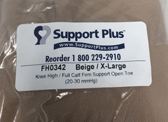 Support Plus FH0342BeigeXL KneeHigh Full Calf Firm Support Open-Toe 20-30MMhg