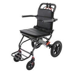 Foldable Wheeled Transport Chair 40*40cm Seat Size 270° Rotating Armrest Chair