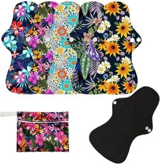 Stylish 6pc Reusable Menstrual Pad Set with Waterproof Storage Bag included