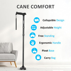 Walking Cane for Men & Women – Foldable, Adjustable, Lightweight, Self S
