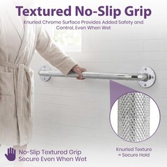 18 Inch Grab Bars for Bathtubs and Showers – Chrome Knurled Bathroom Safety R…